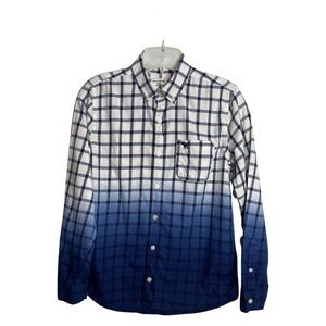 Abercrombie & Fitch Youth 13/14 Royal Blue & Black Block Ombré Long Sleeve Shirt